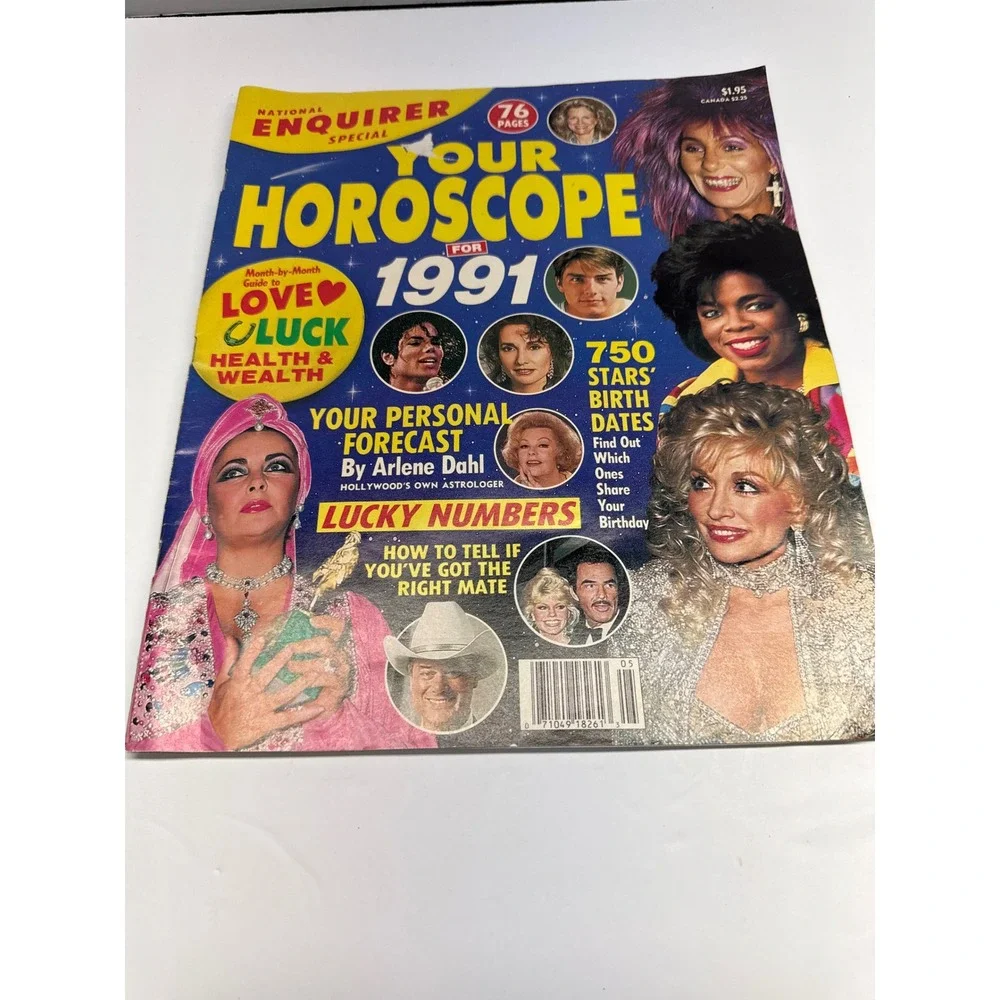 National Enquirer Special Your Horoscope for 1991 Magazine Dolly Parton Cher 90s